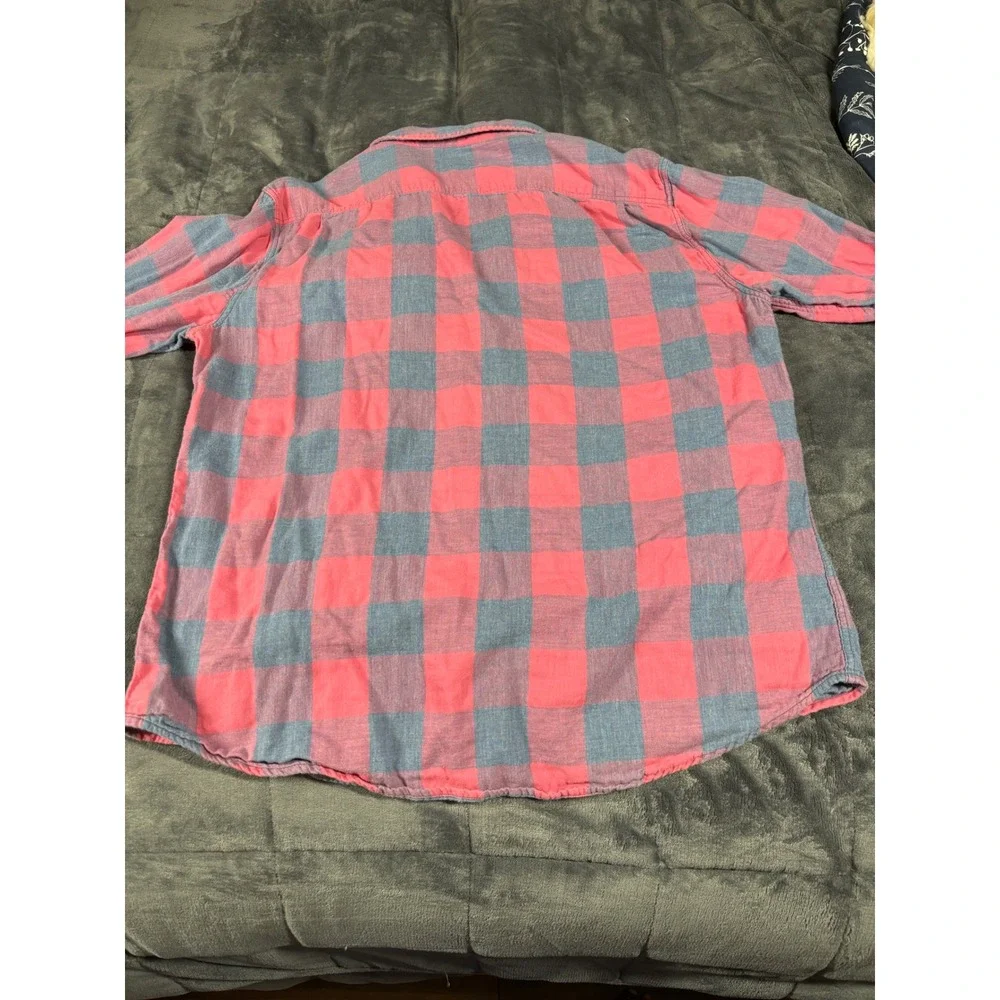 Faherty Mens Pink Blue Buffalo Check Flannel Button Down Shirt Large RN140476 - Picture 6 of 7